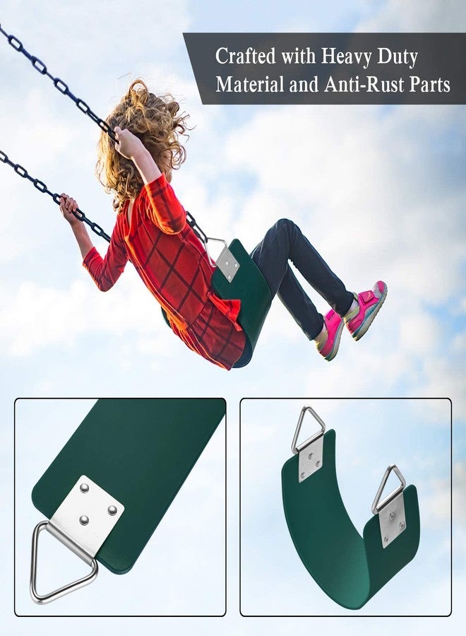 REZNOR مقعد أرجوحة مرن شديد التحمل من ريزنور مع حلقة مثلثة معدنية، ومجموعة سلسلة مقاومة للصدأ بطول 60 بوصة للأطفال والكبار، مناسب للملاعب والحدائق والصالات الرياضية، لون أخضر - Image 3